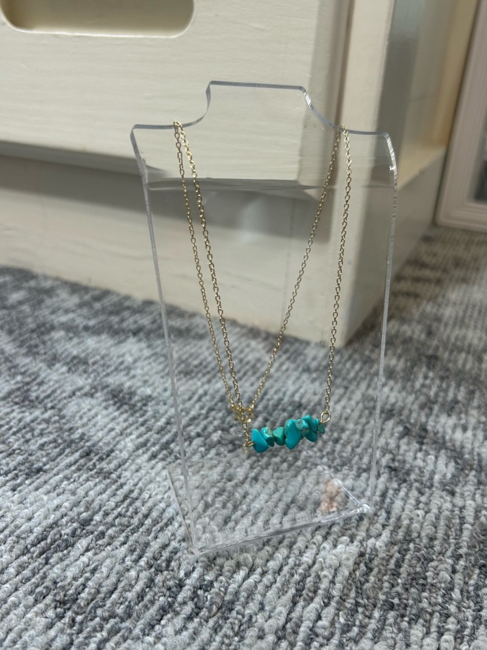 Turquoise Stone Rock Chunk and Gold Southwest Adjustable Chain Necklace✨
